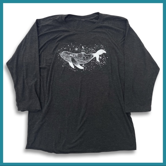 Modcloth Tops - ModCloth Heather Gray Soft Baseball Top - Galaxy Whale Design- Never Worn****